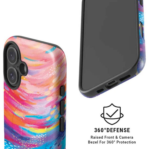 Rainbow Wave Brush Stroke by Etta Vee iPhone 16 Plus Magsafe Impact Case